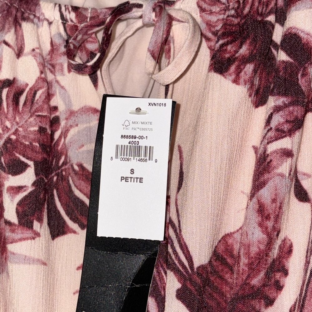 Banana Republic Factory Tiered Flounce Gauze Dress in Pink Sz Small Petite PS SP - Picture 7 of 11